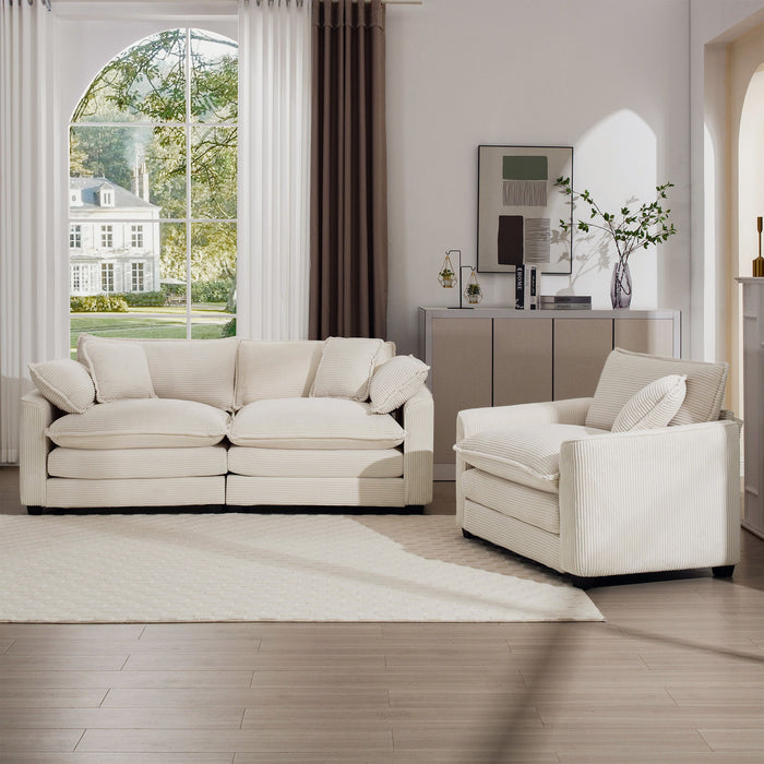 Elegant Corduroy Oversized Sectional Sofa Set With Deep Seats And Flexible Layout