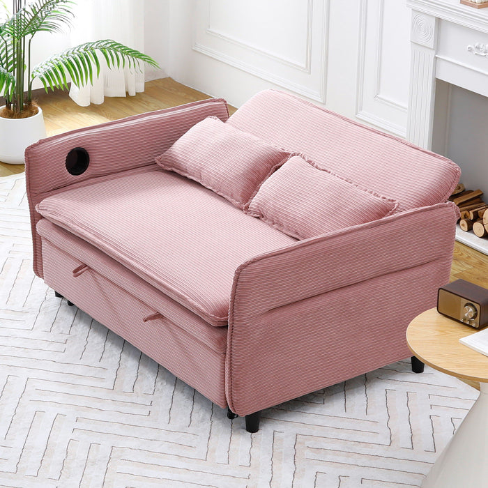 Modern Fabric Multi-Functional Sofa Bed With Adjustable Armrests And Backrests