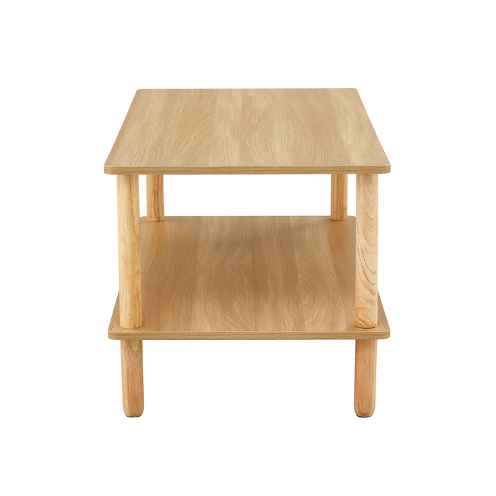 Modern 2 Tier Coffee Table With Open Storage Shelf For Living Room