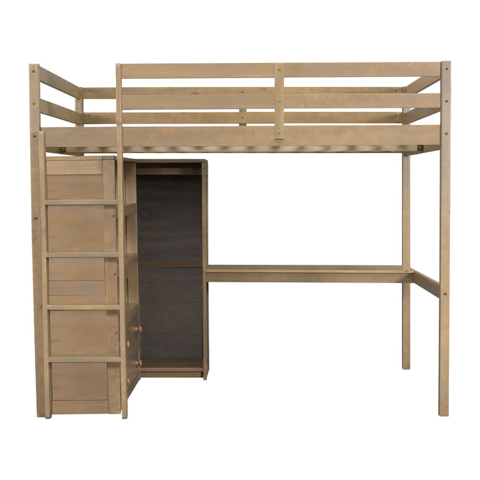 Loft Bed With Built In Wardrobe, Desk, Shelves And Drawers