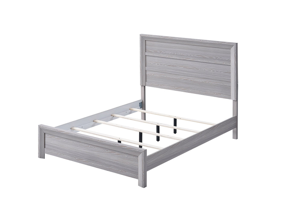 Rustic Wooden Bedroom Furniture Twin Size Youth Panel Bed Gray Finish Contemporary Style