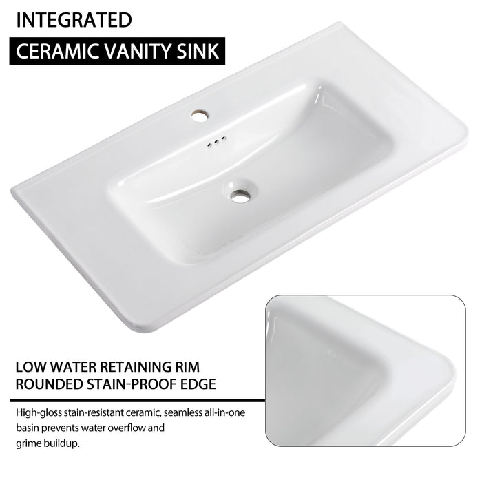 Freestanding Bathroom Vanity With Sink, 2 Soft Close Doors & Storage Rack