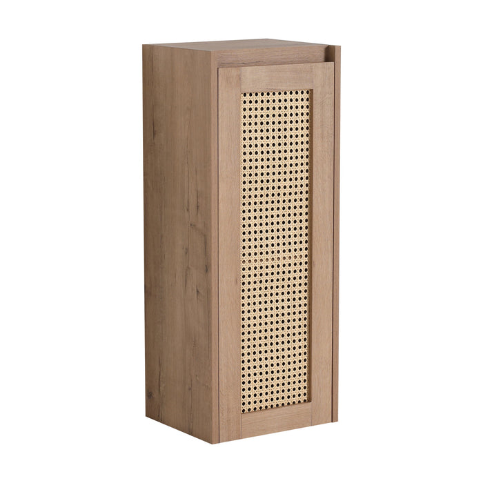 Contemporary Wall Mounted Bathroom Vanity With Resin Sink And 2 Side Cabinet - Imitative Oak