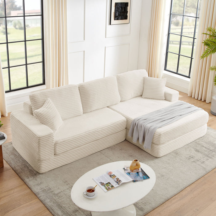 Modern Minimalist L Shape Modular Sectional Sofa, Corduroy Couch