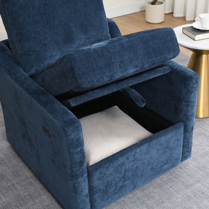 Swivel Arm Chair With USB Type-C Charging And Book Pocket
