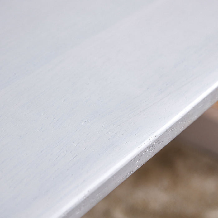 Chinese Style White Solid Wood And Imitation Rattan Coffee Table