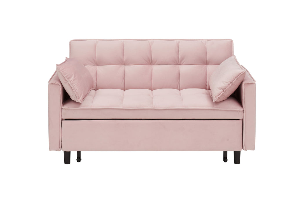 Modern Velvet Sofa, Sofa Pull-Out Bed, Small Love Seat Casual Sofa With Back, With Pillow, Pockets, Living Room Furniture, 3 In 1 Convertible Sleep Sofa Bed