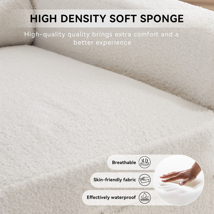 Linen Fabric 360° Swivel Accent Chair With Upholstered Back Pillow And Rivet Armrest