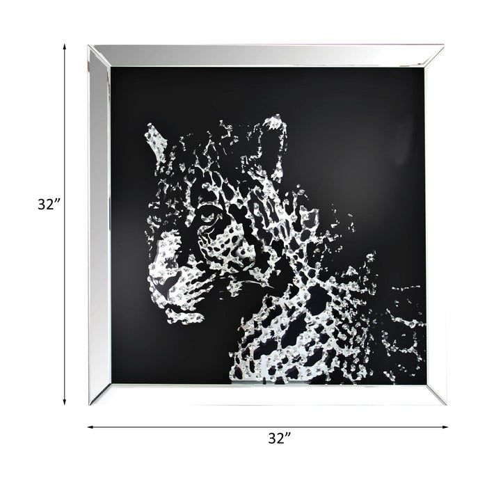 Talisha - Wall Art - Mirrored & Faux Crystal Leopard