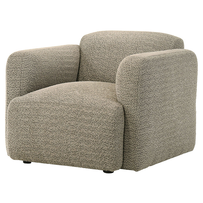 Dorset Fabric Upholstered Round Track Arm Accent Chair Brown