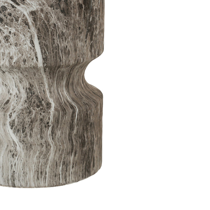 Outdoor Geometric Round End Table - Marble