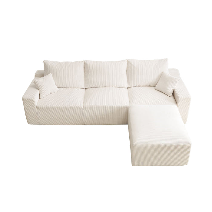L Shaped Sectional Sofa, Full Compression 3 Seater Cloud Couch With Chaise