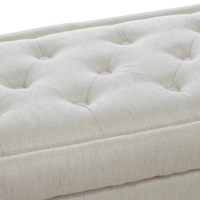 Button-Tufted Upholstered Ottoman With Hidden Storage - Linen