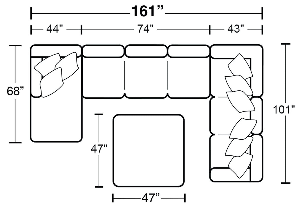 Glacier - Sectional With Cocktail Ottoman