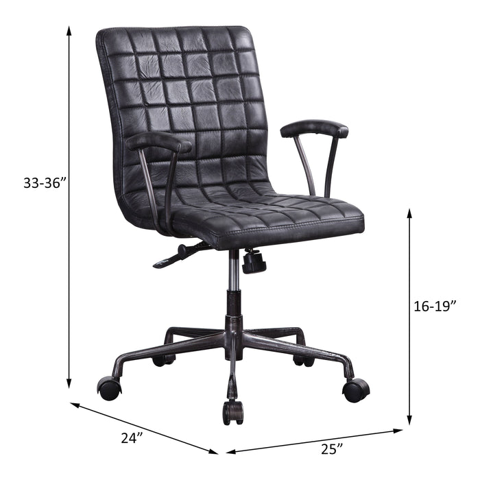 Barack - Office Chair - Vintage Black Top Grain Leather & Aluminum