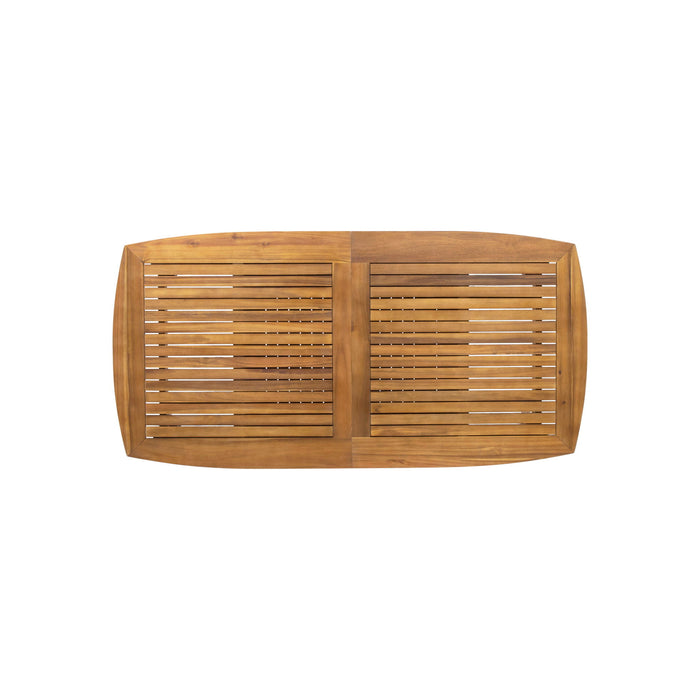 Modern Outdoor 7 Piece Expandable Dining Set With Stackable Chairs