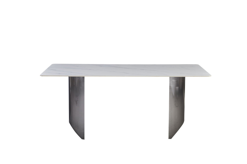 Black Titanium Stainless Steel Dining Table With Rock Plate