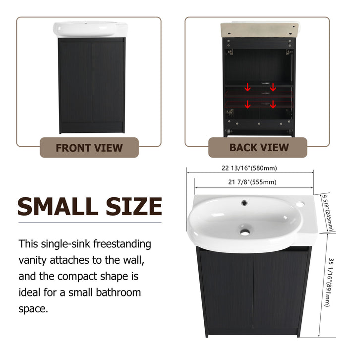 Freestanding Bathroom Vanity With Sink And Storage Rack, Soft Close Doors Base With Basin