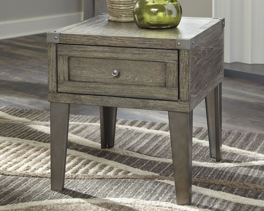 Chazney - Rectangular End Table - Rustic Brown