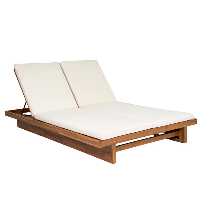 Double Sunlounger With Adjustable Backrest - Beige
