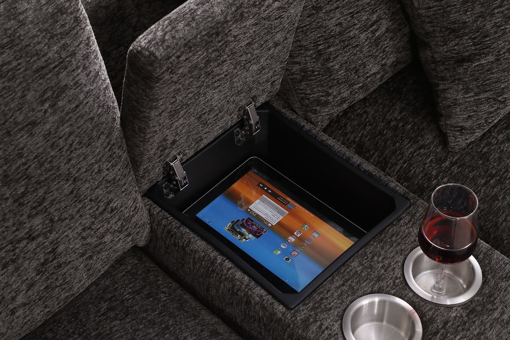 Celine - Corner Sectional Sofa With Right Facing Chaise, Cupholders, And Charging Ports - Gray