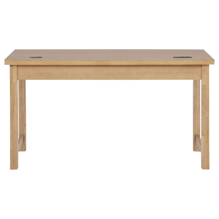 Vermes 55-inch 3-drawer Writing Desk with Power Outlet Light Ash