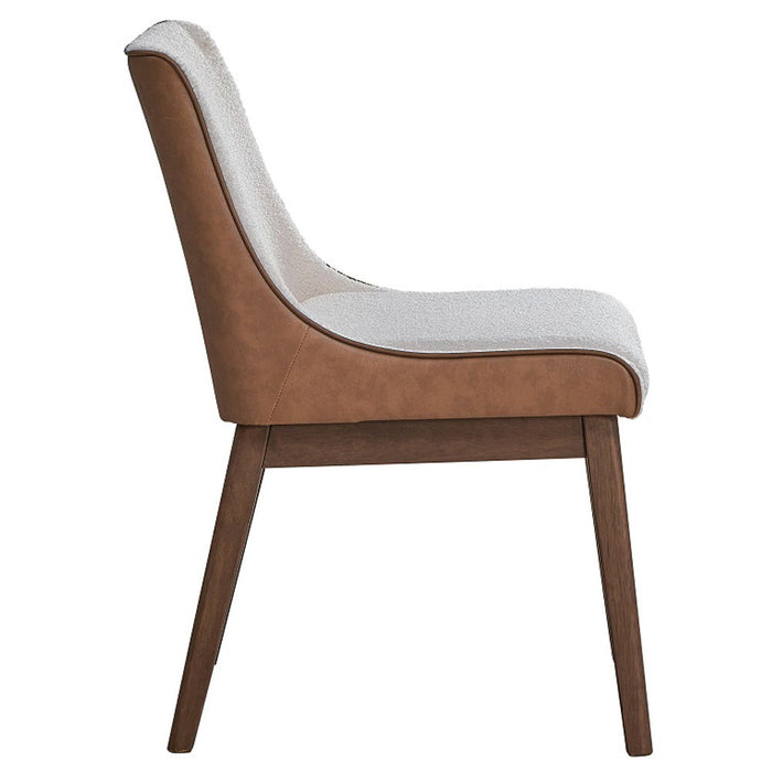 Ginny - Side Chair (Set of 2) - White Boucle, Brown Velvet & Walnut