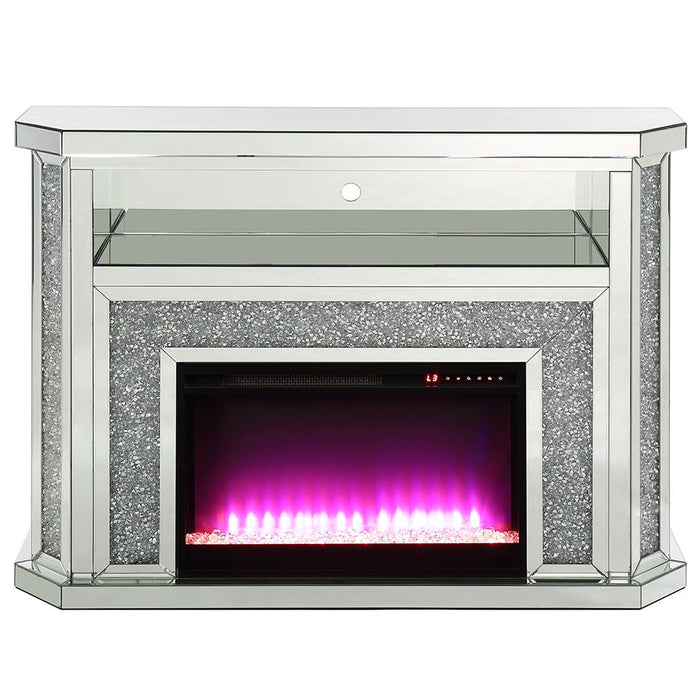 Noralie - 51" Fireplace With LED - Mirrored & Faux Diamonds