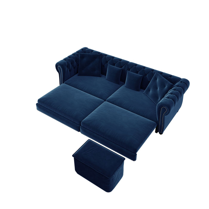 3 In 1 Convertible Sleeper Sofa Bed With Movable Ottoman