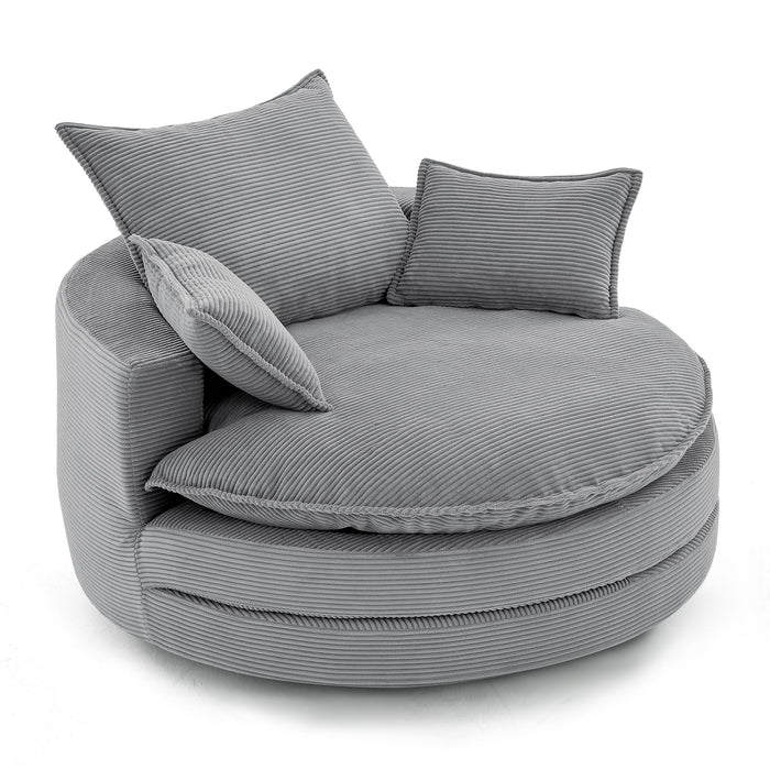 360° Swivel Accent Barrel Chair With Dual Layer Cushion And 3 Removable Pillows