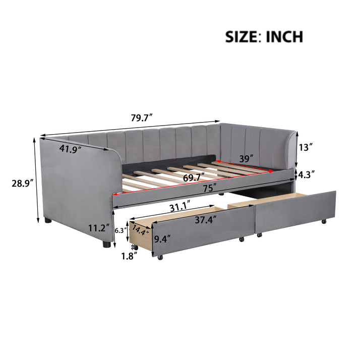 Upholstered Daybed With Ergonomic Design Backrest