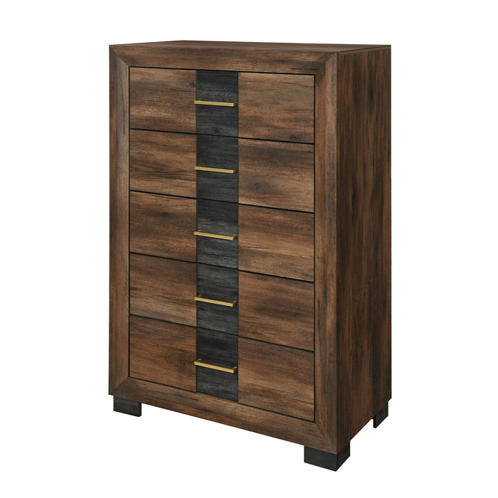 Chest With 5 Drawers - Brown Black