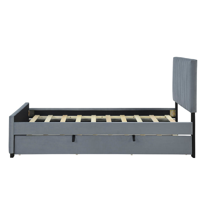 Upholstered Design Platform Bed With Trundle