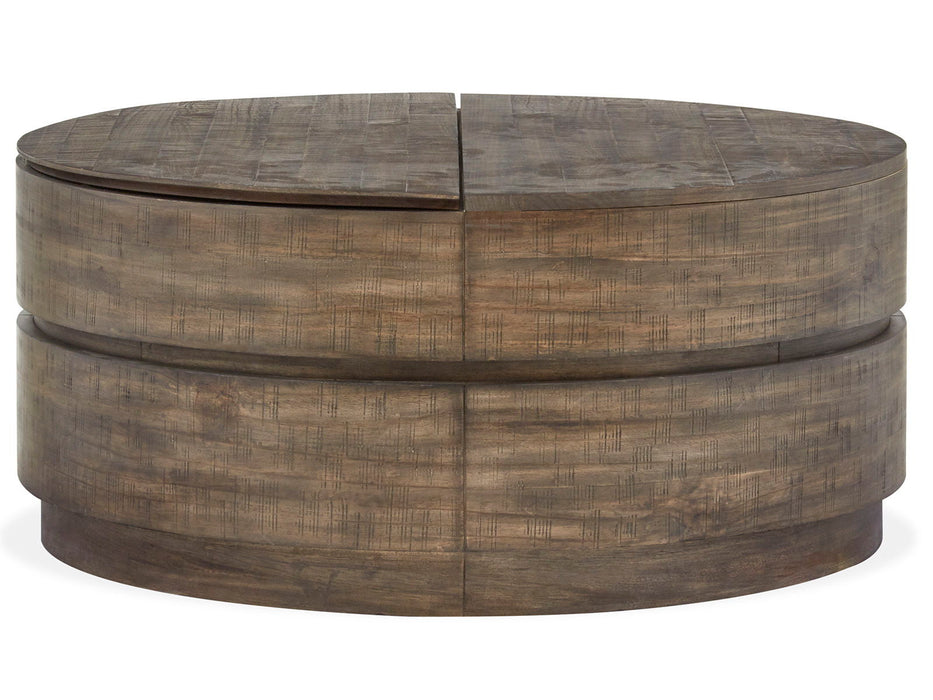 Baisden - Round Lift Top Cocktail Table With Casters - Tobacco