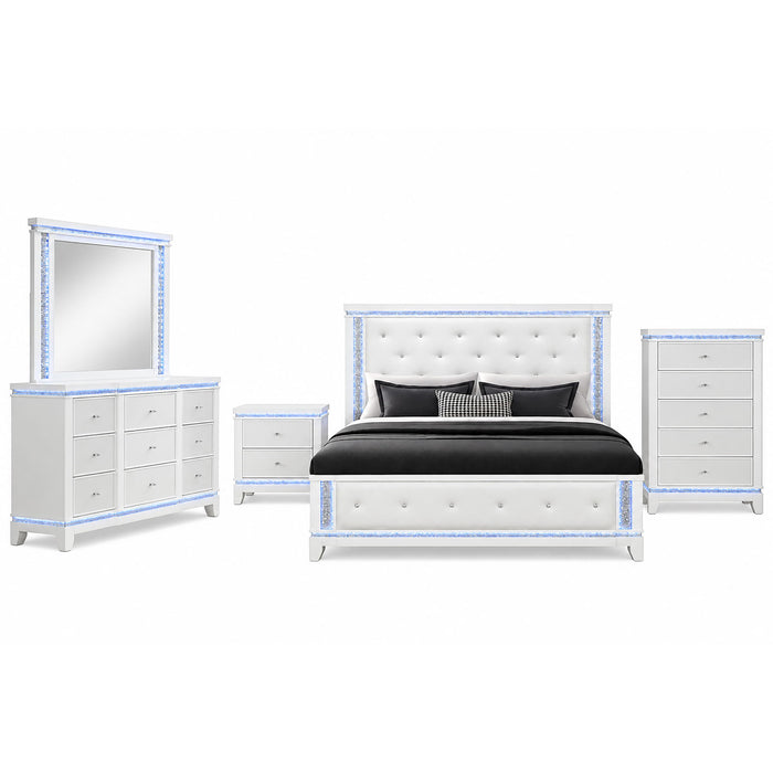 Adalid - 5 Pieces Bedroom Set With LED Lights And Glittered Detailing