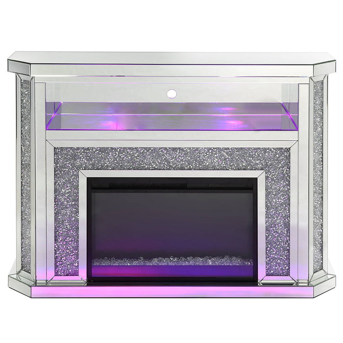 Noralie - 51" Fireplace With LED - Mirrored & Faux Diamonds
