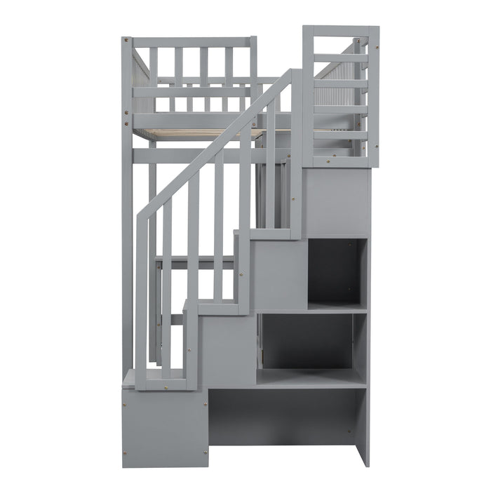 Loft Bed With Bookshelf, Drawers, Desk, And Wardrobe