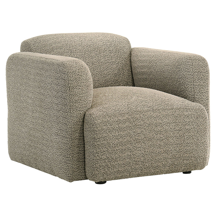 Dorset Fabric Upholstered Round Track Arm Accent Chair Brown
