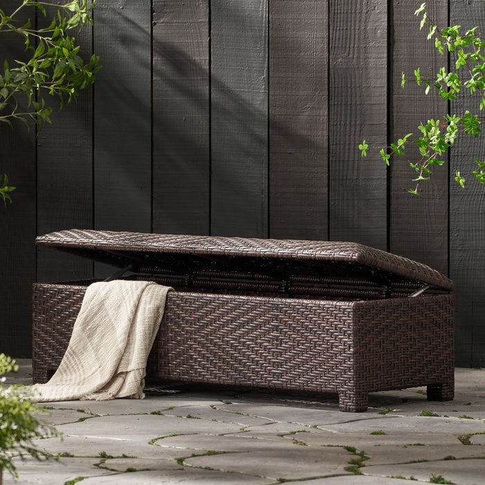 Santiago - Wicker Storage Bench - Brown Multi