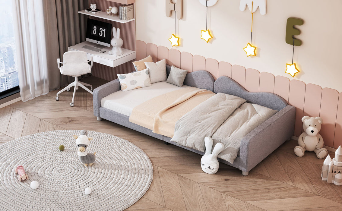 Upholstered Daybed, Sherpa Fabric Sofabed With Cloud-Shaped Backrest