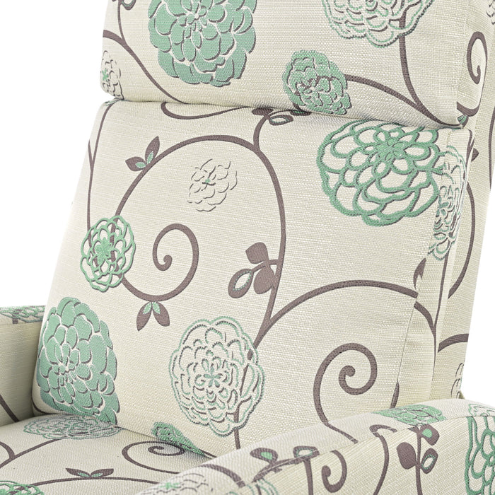 Modern Manual Recliner, Home Theater Chair With Adjustable Backrest For Living Room - Beige / Blue