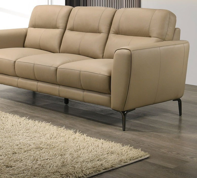Taupe Color Top Grain Leather 2 Pieces Sofa Set Sofa And Loveseat Contemporary Living Room Furniture Full Leather Couch