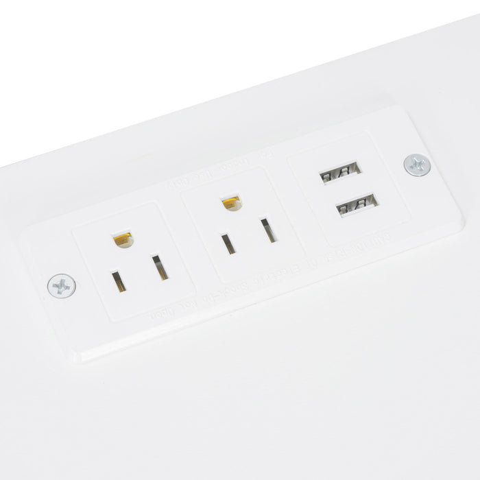 Elegant Vanity Makeup Table & Chair Set Modern Dressing Table With Organizer Writing Desk Charging Port Engineered Wood - White