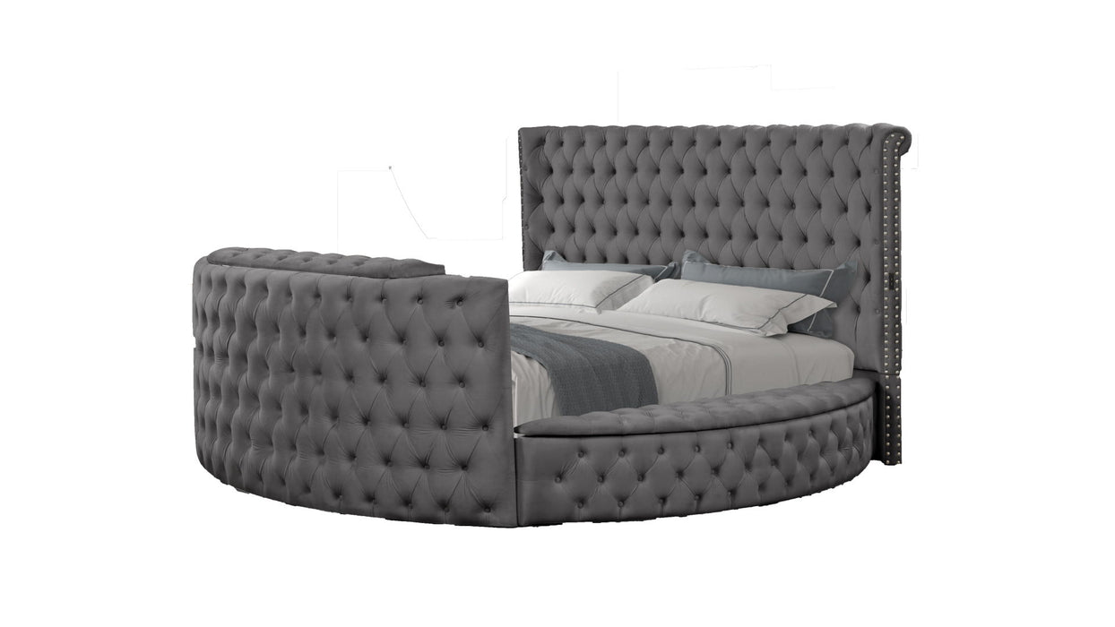 Maya Modern Style Crystal Tufted Queen Bed Made With Wood In Gray