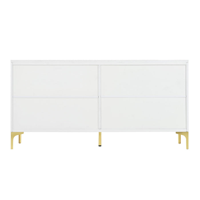Modern 4 Door Sideboard With Creative Carved Surface And Adjustable Shelves