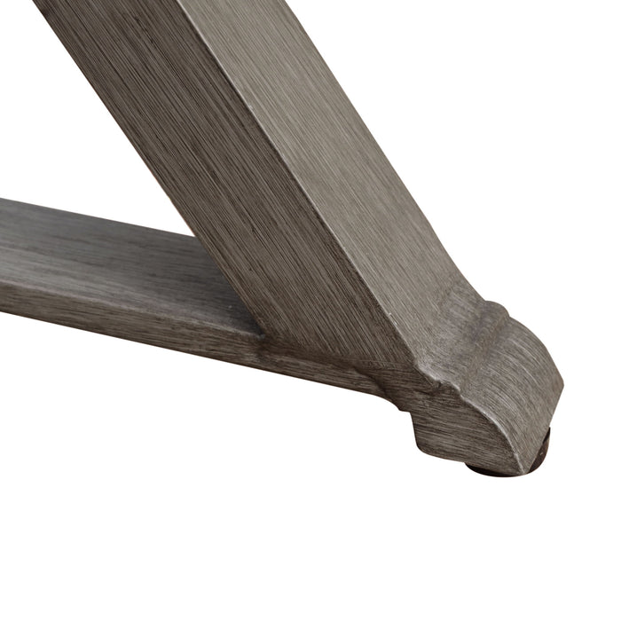 Modern Aluminum Outdoor Dining Bench With X Base - Dark Gray