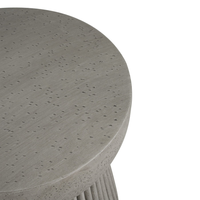 Modern Outdoor Lightweight Concrete Side Table With Hourglass Design - Light Gray
