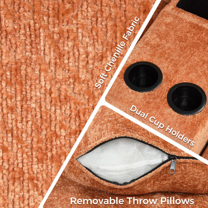 Contemporary L Shaped Convertible Sofa Bed With Pull Out Bed, Cup Holders, And Storage