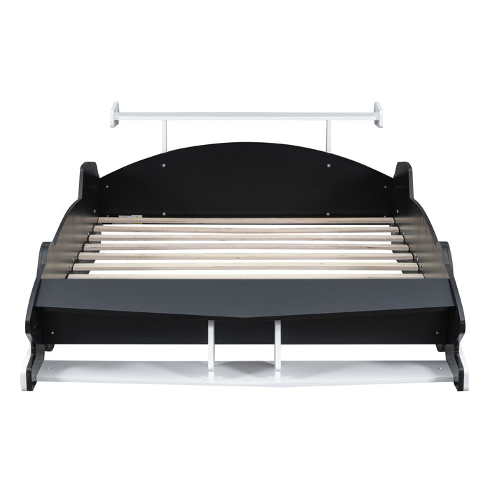 Race Car-Shaped Platform Bed With Wheels