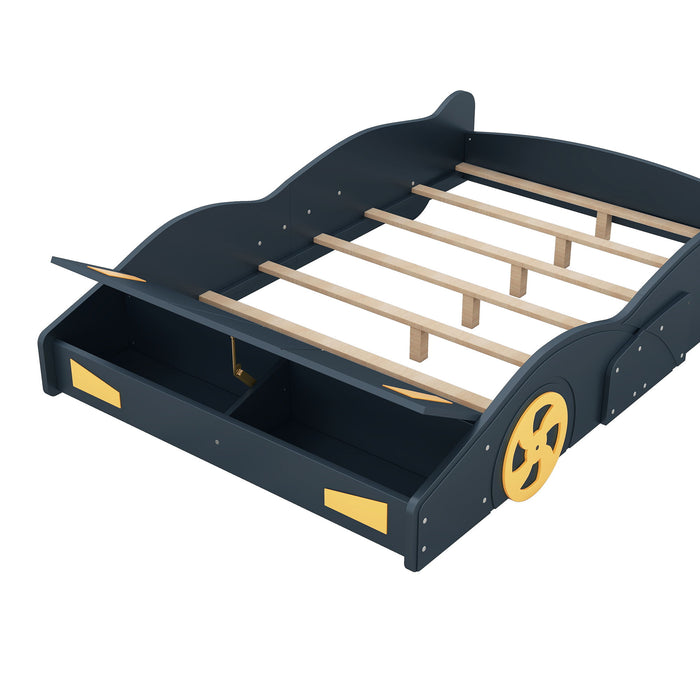 Race Car Shaped Platform Bed With Wheels And Storage